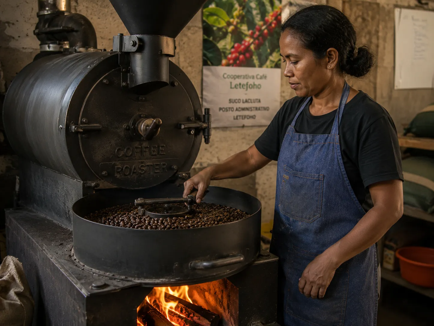 Hand-pour brew of single-origin Timor arabica at the cooperative café