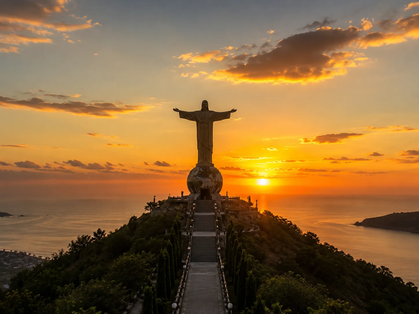 Cristo Rei headland at sunrise above Dili